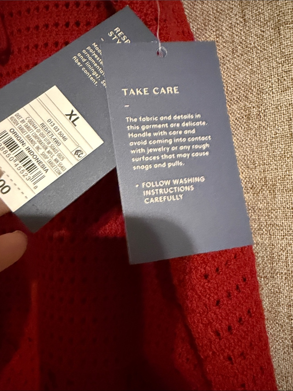 NWT Red Crochet Drawstring Skirt XL - Picture 2 of 3